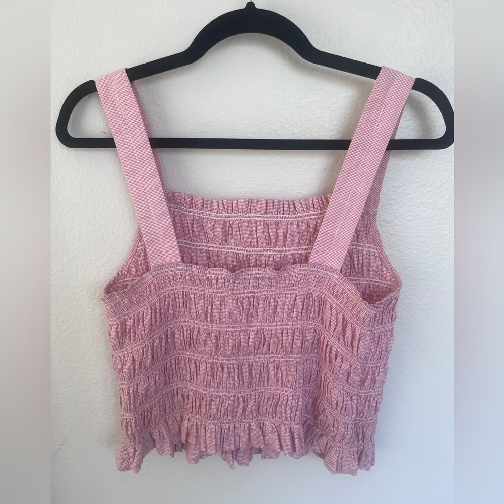 Everlane smocked pink sleeveless top